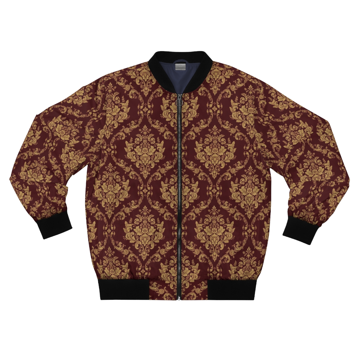 Zoitra Burgundy Damask Bomber Jacket — Luxury Edit from Zoitra Collective