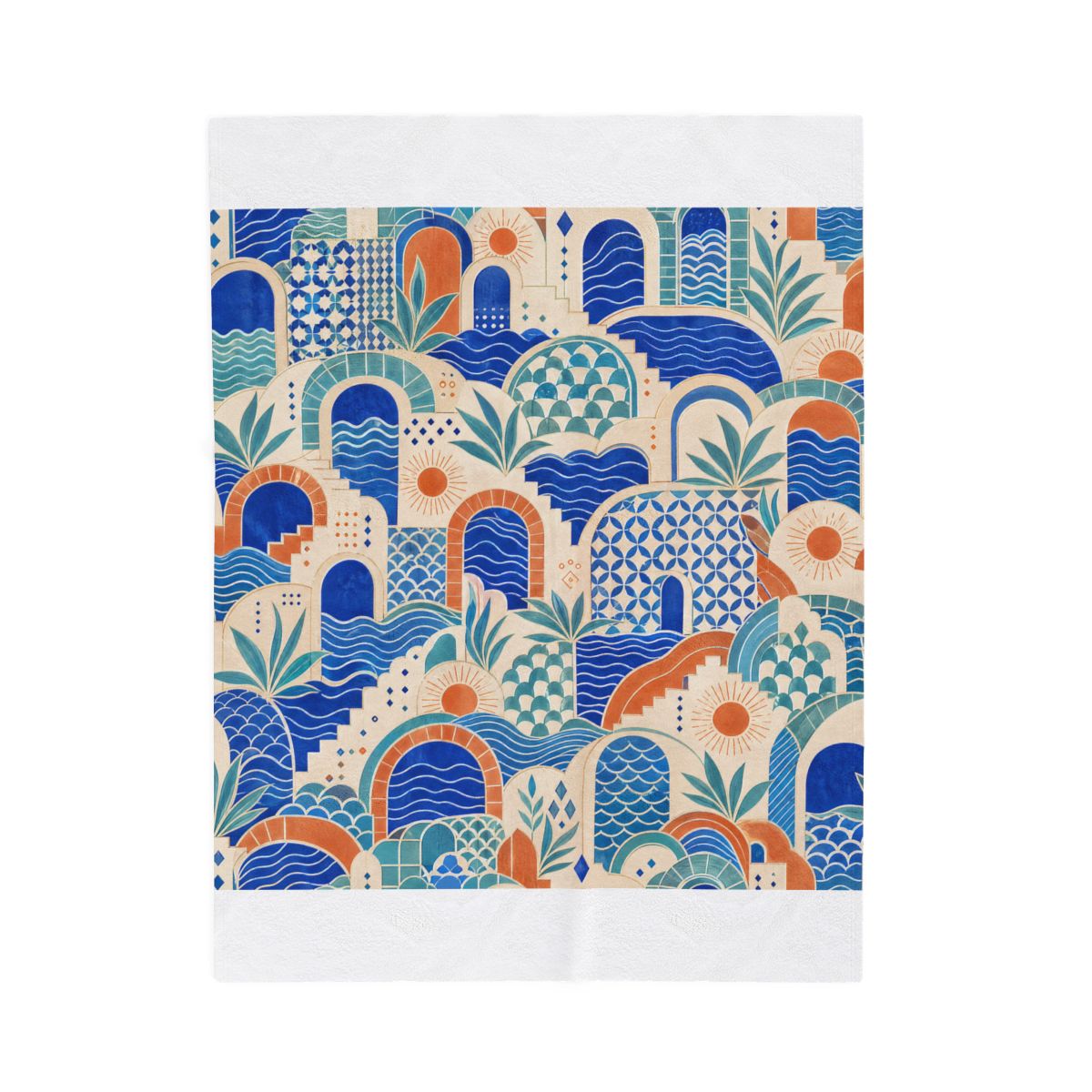 Zoitra Cerulean Maison Velveteen Blanket — gallery view 1 of 8