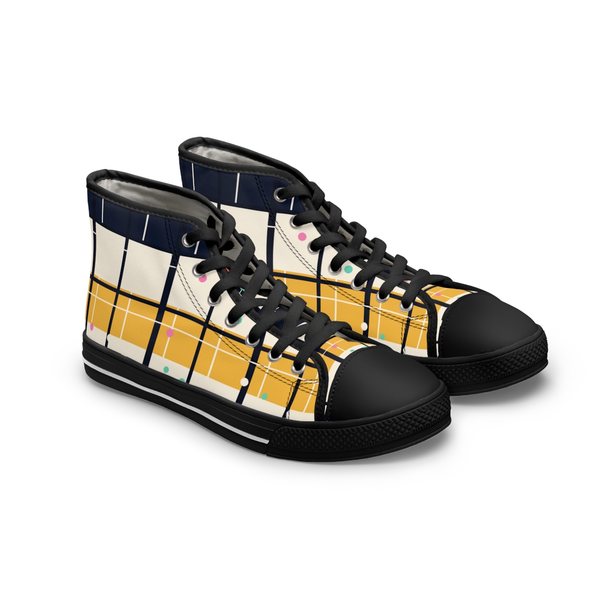 Zoitra Chromatic Check Men's High-Top Sneakers — Luxury Edit from Zoitra Collective