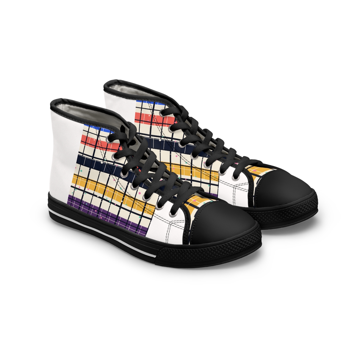 Zoitra Chromatic Check Women's High-Top Sneakers — Footwear from Zoitra Collective