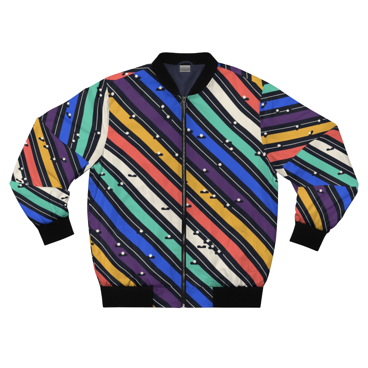 Zoitra Frequency Stripe Bomber Jacket — Luxury Edit from Zoitra Collective