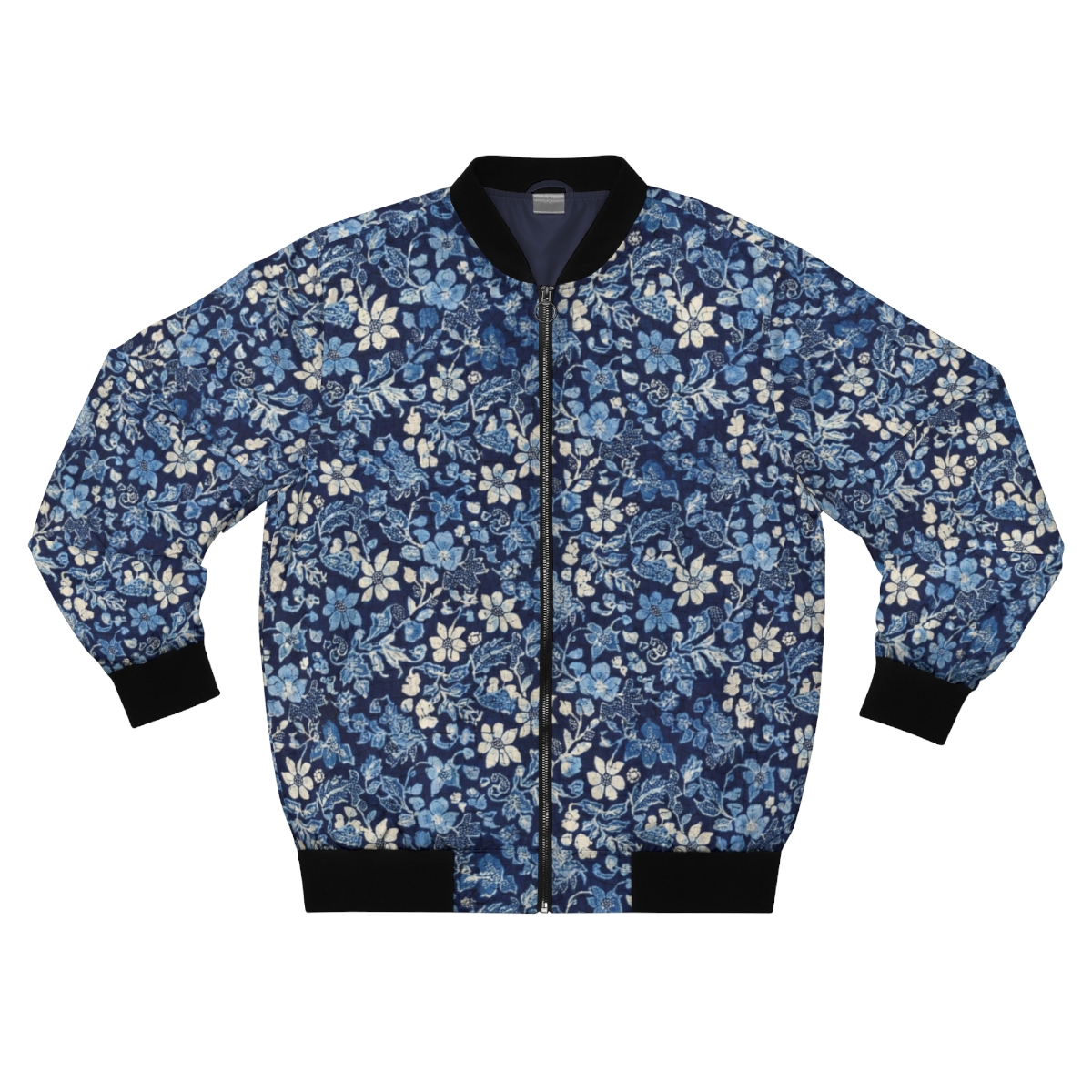 Zoitra Indigo Batik Bloom Bomber Jacket — Luxury Edit from Zoitra Collective