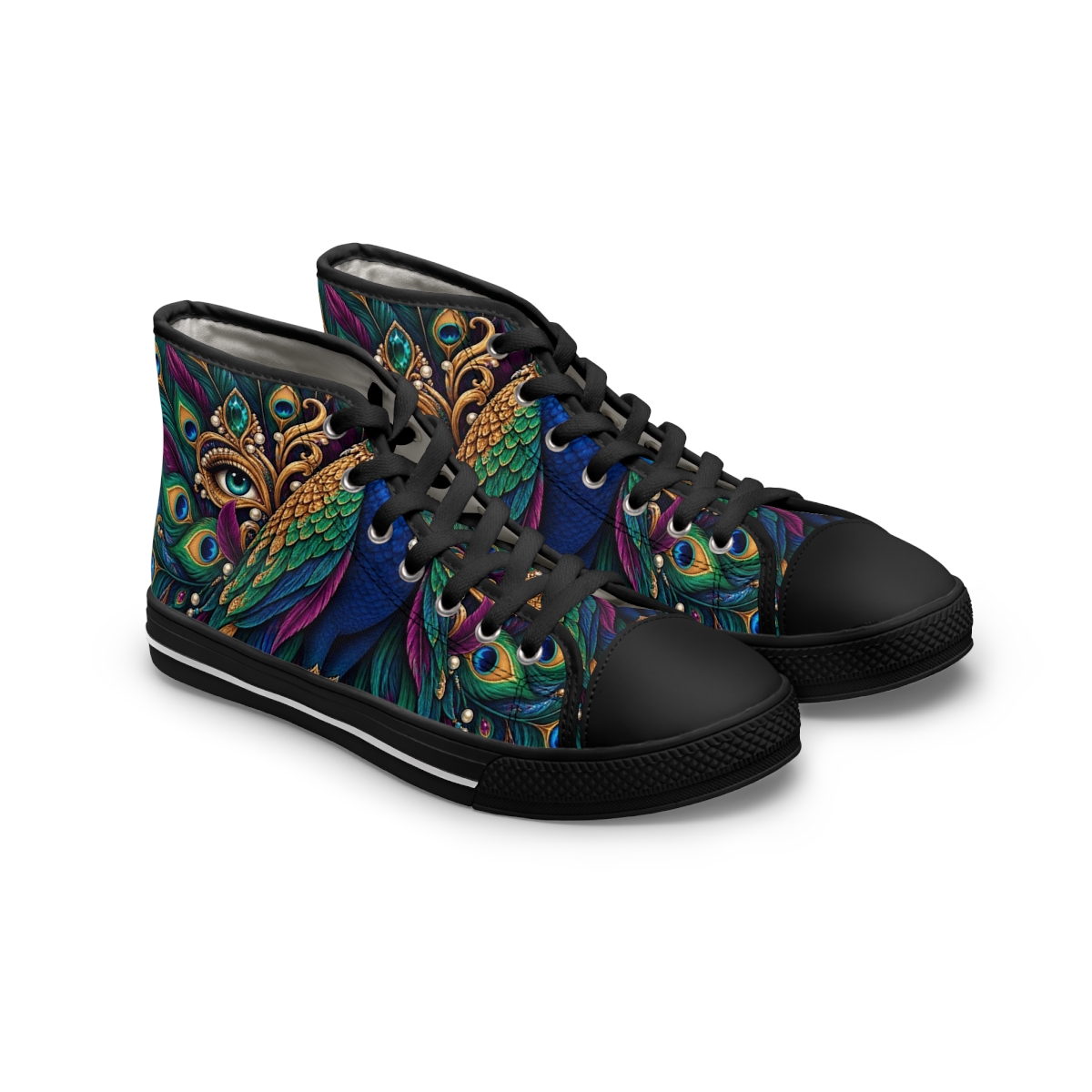 Zoitra Regal Peacock Men's High-Top Sneakers — Luxury Edit from Zoitra Collective