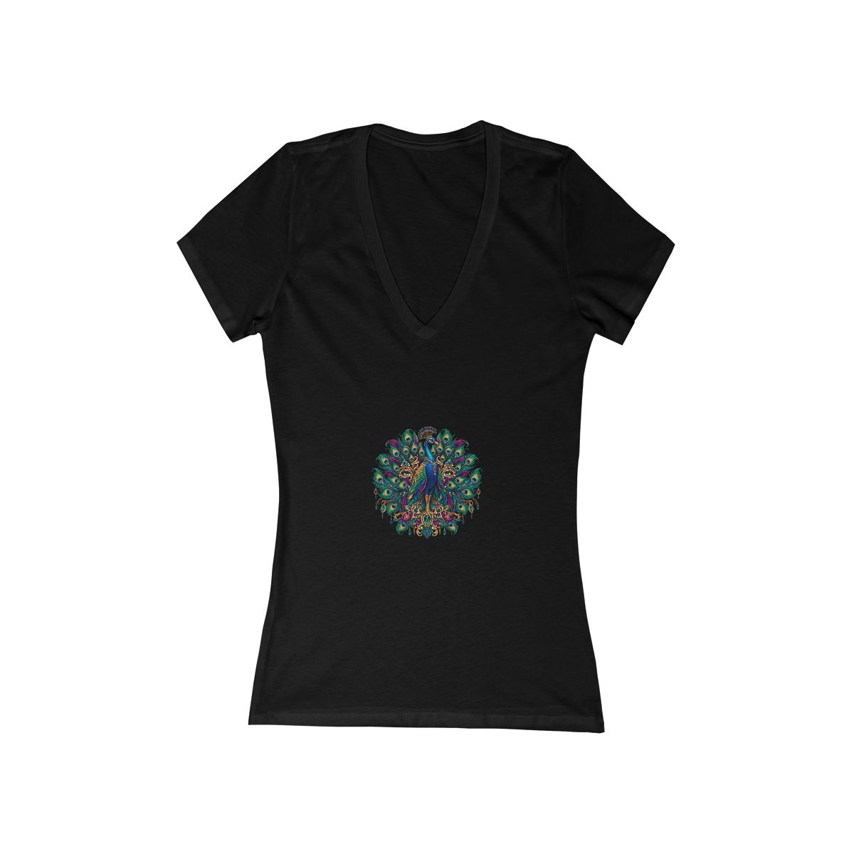 Zoitra Regal Peacock V-Neck Tee — Luxury Edit from Zoitra Collective