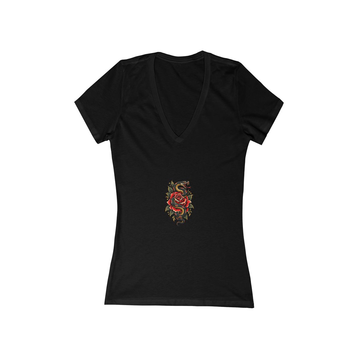 Zoitra Serpent Rose V-Neck Tee — Luxury Edit from Zoitra Collective