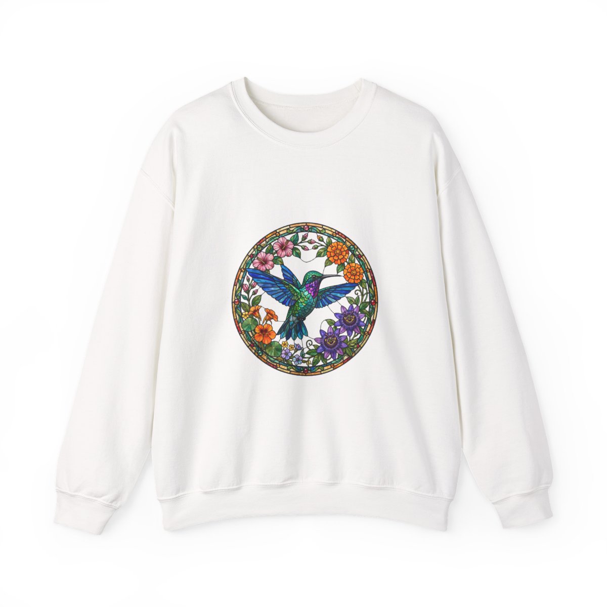 Zoitra Stained Glass Hummingbird Crewneck — Outerwear from Zoitra Collective
