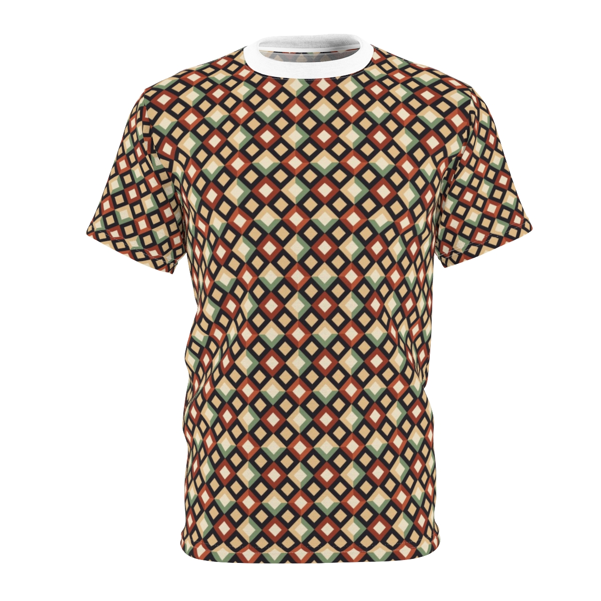 Zoitra Terracotta Geo Tile All Over Print T-Shirt — Luxury Edit from Zoitra Collective