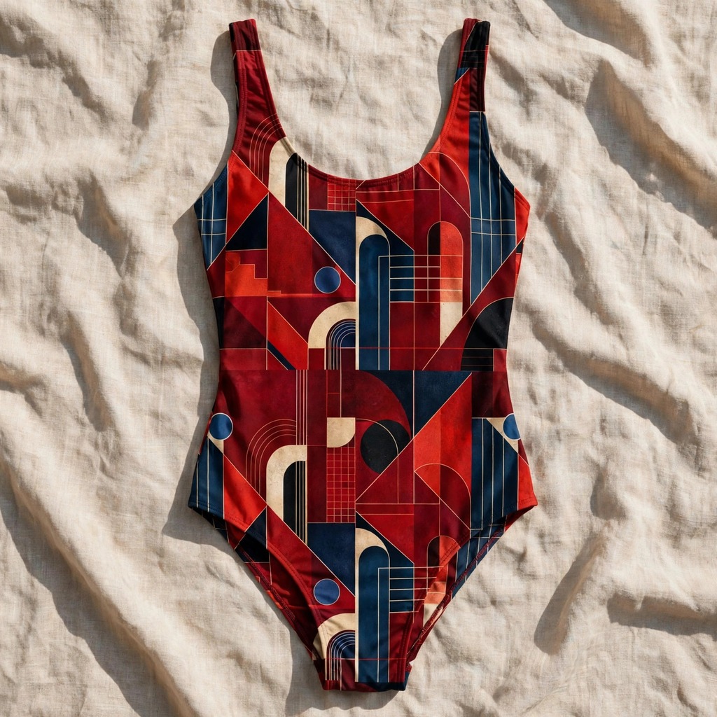Zoitra Crimson Meridian One-Piece Swimsuit — Swim & Resort from Zoitra Collective